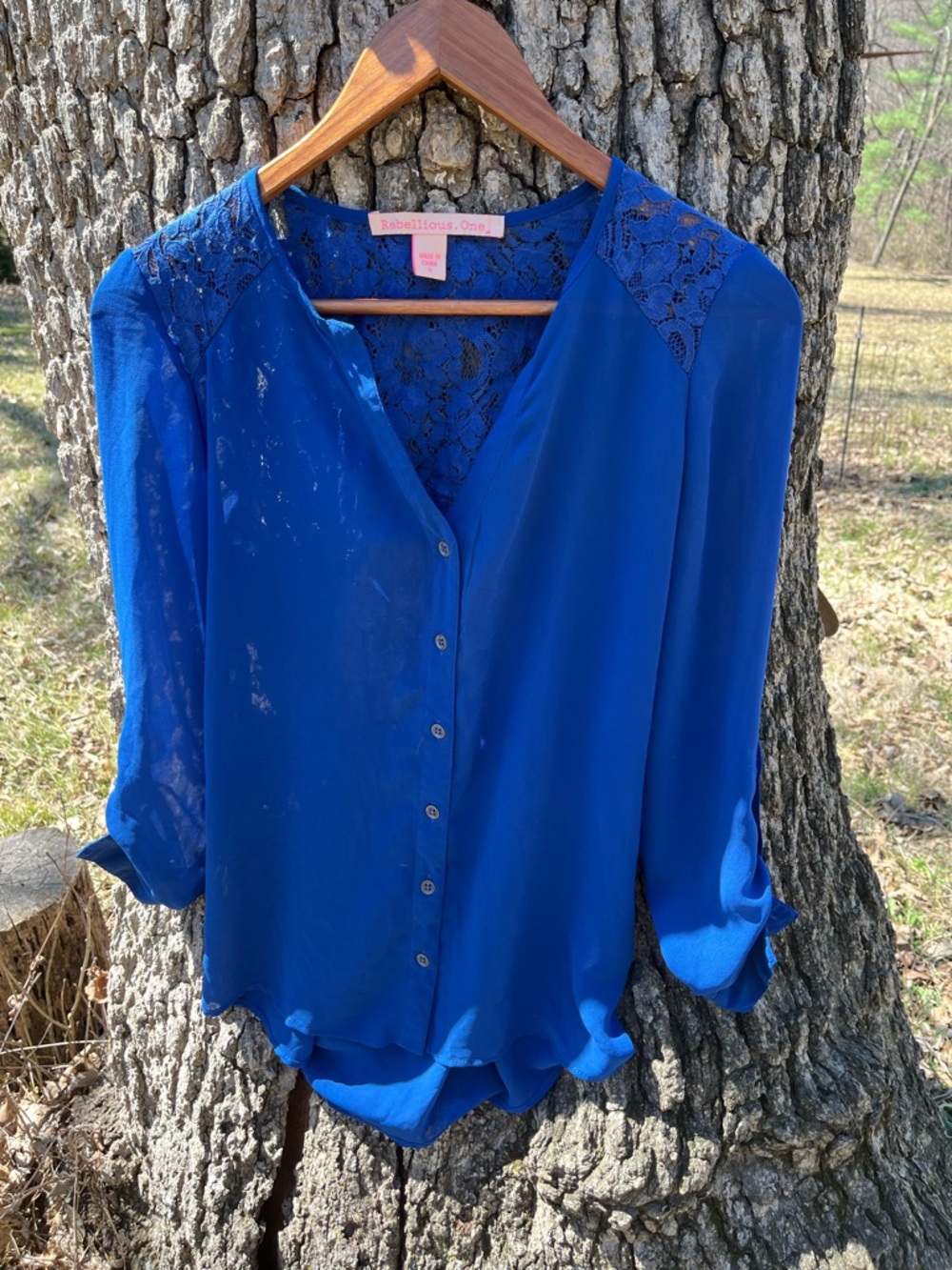 ⭐️Rebellious One Lace Back Blouse in size S